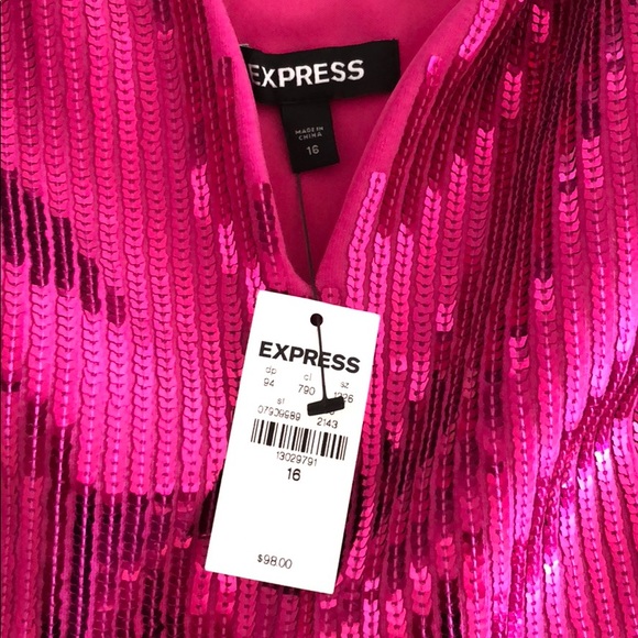 NWT Express Pink Sequin Stapless Dress - Picture 3 of 3